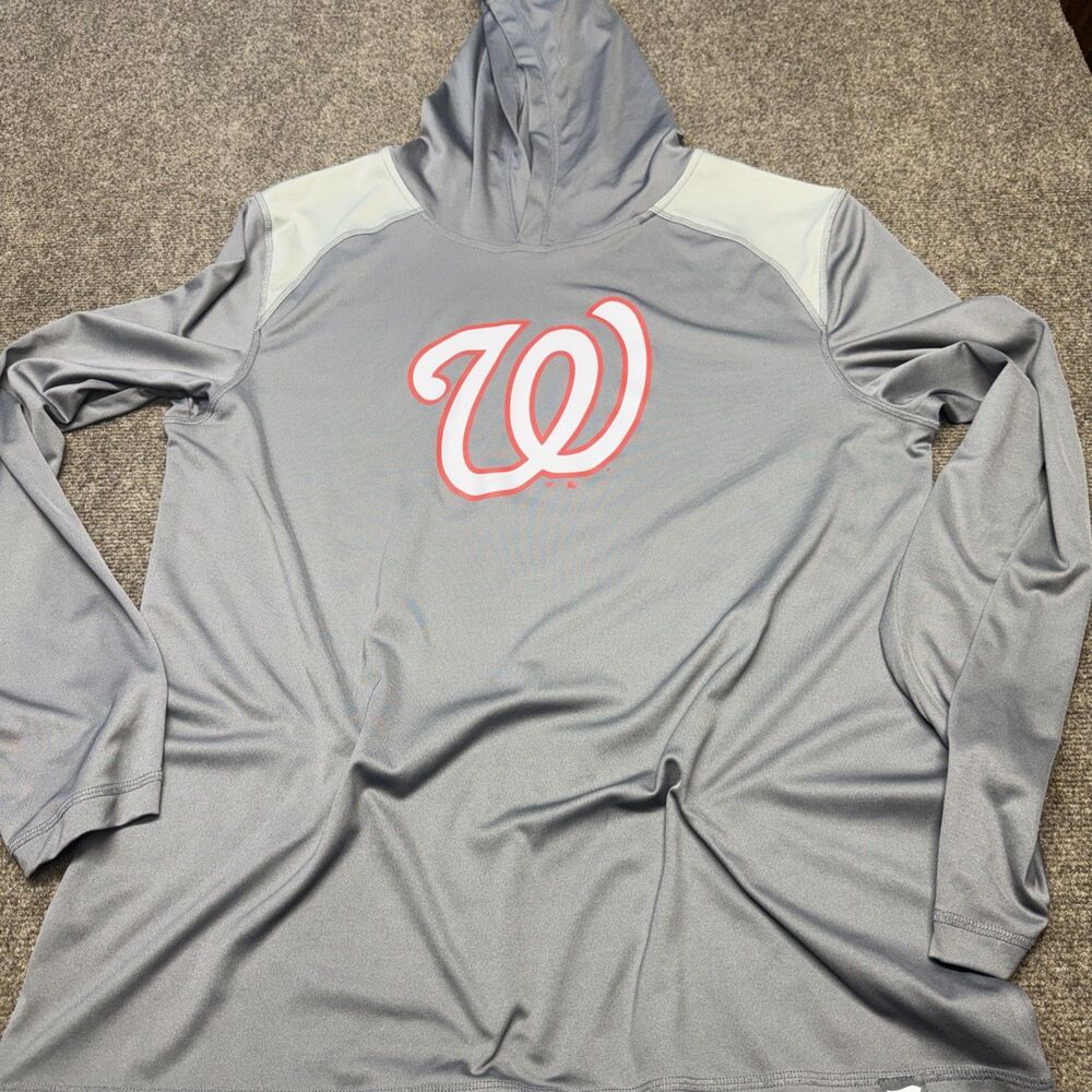 Fanatics Washington Nationals Performance Hoodie Shirt Grey Long Sleeve Men’s XL
